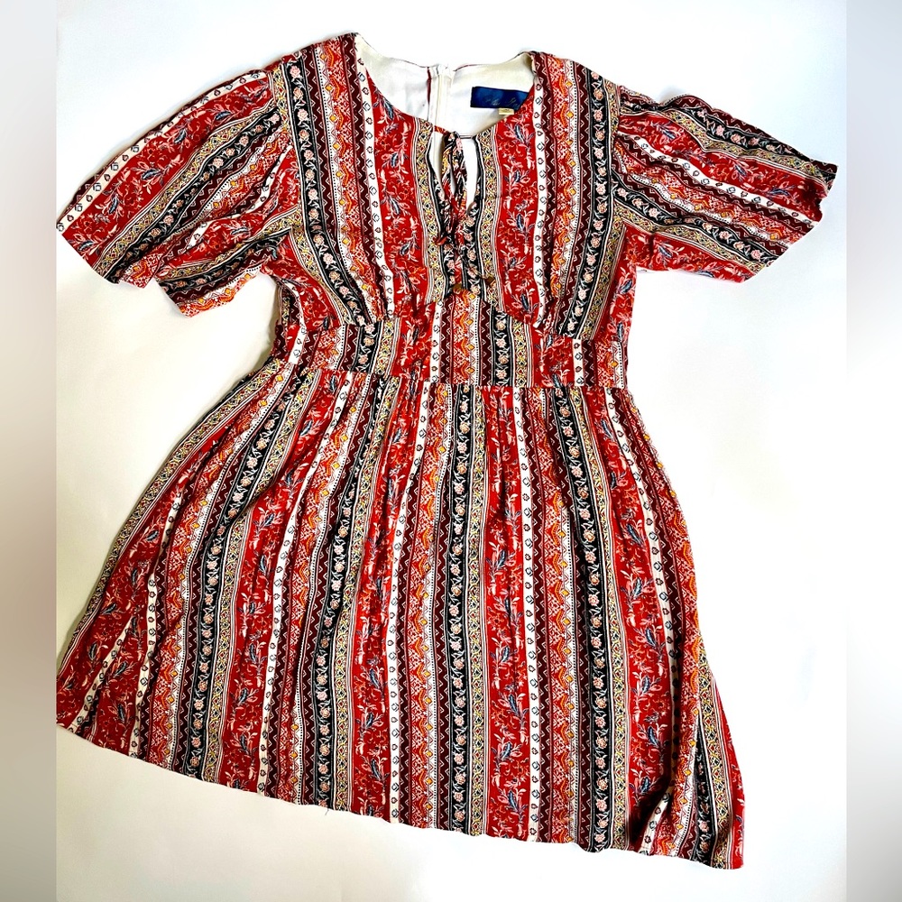 Blue Rain burnt orange pattern dress - Size Medium - lined